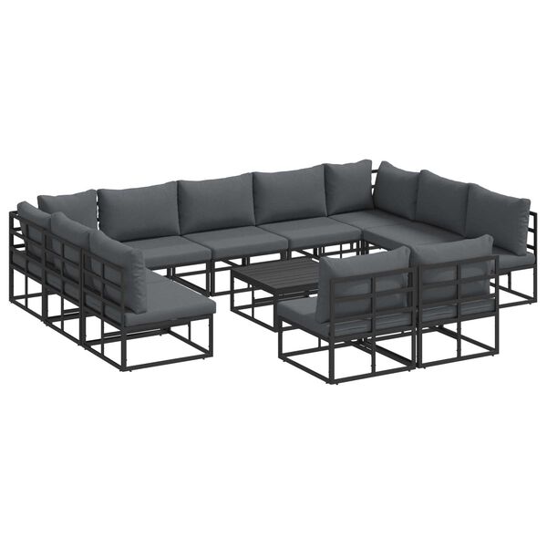vidaXL Σετ Καναπέ Κήπου 12 pcs Μαύρο 70 x 70 x 32 εκ Αλουμίνιο