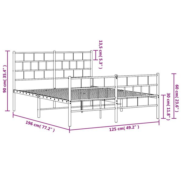 vidaXL Πλαίσιο Κρεβατιού με Κεφαλάρι&Ποδαρικό Λευκό 120x190εκ. Μέταλλο