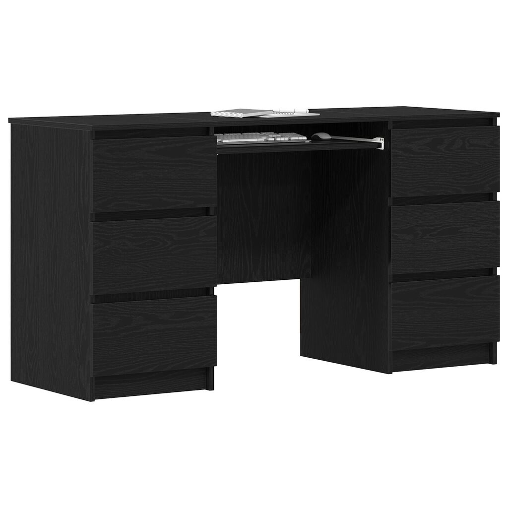 vidaXL Γραφεία 2 τεμάχια Μαύρο Δρύς 140x50x76 εκ Κατασκευασμένο ξύλο