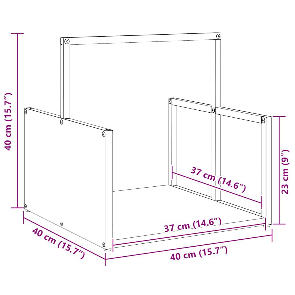 vidaXL Ράφι Καυσόξυλων Λευκό 40x40x40 εκ. Χάλυβας ψυχρής έλασης