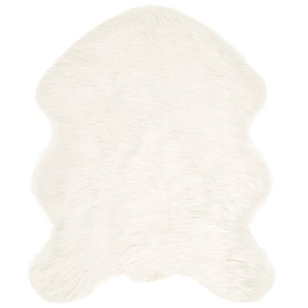 vidaXL Ψεύτικο Δέρμα Προβάτου Χαλί Λευκό 50 x 80 cm Πολυεστέρας