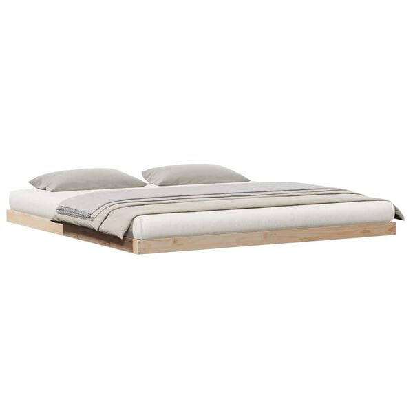 vidaXL Κρεβάτι δαπέδου Φυσικό 180 x 210 cm Μασίφ ξύλο πεύκου