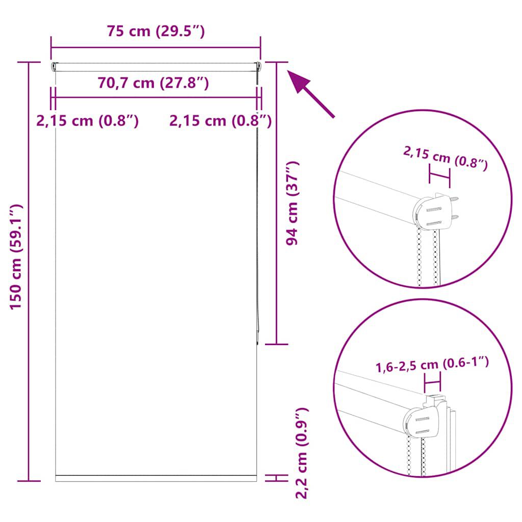 vidaXL Ρολέρ Μπλακάουτ Λευκό 75x150 εκ. Πλάτος υφάσματος 70,7 εκ.