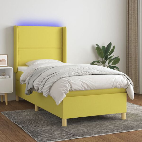 vidaXL &Kappa;&rho;&epsilon;&beta;ά&tau;&iota; Boxspring &mu;&epsilon; &Sigma;&tau;&rho;ώ&mu;&alpha; & LED &Pi;&rho;ά&sigma;&iota;&nu;&omicron; 90x200 &epsilon;&kappa;. &Upsilon;&phi;&alpha;&sigma;&mu;ά&tau;&iota;&nu;&omicron;