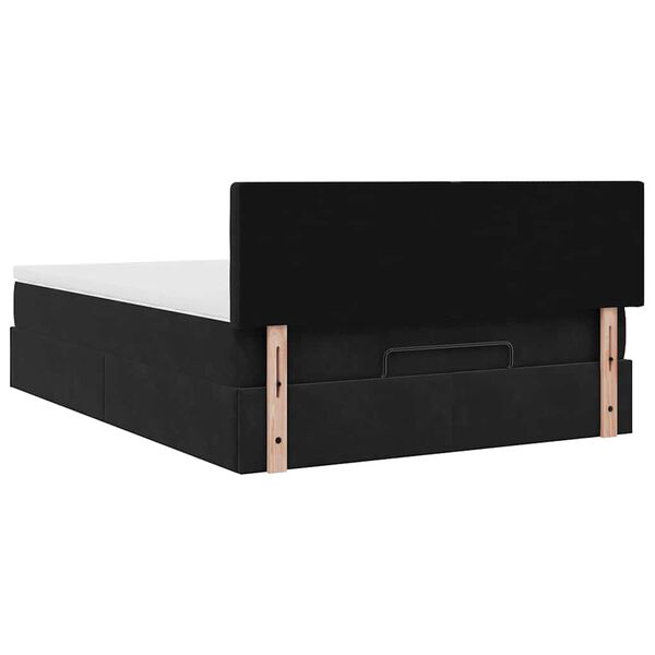 vidaXL Οθωμανικό κρεβάτι με στρώμα & LEDs Μαύρο 140x190cm Velvet