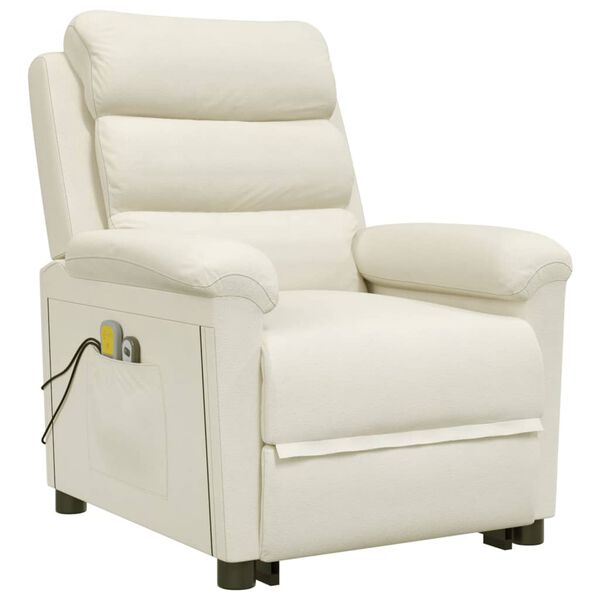 vidaXL Πολυθρόνα Μασάζ με Ανύψωση Κρεμ Βελούδινη