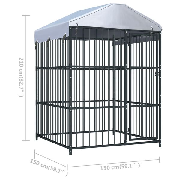 vidaXL Κλουβί Σκύλου Εξωτερικού Χώρου 150 x 150 x 210 εκ. με Στέγαστρο