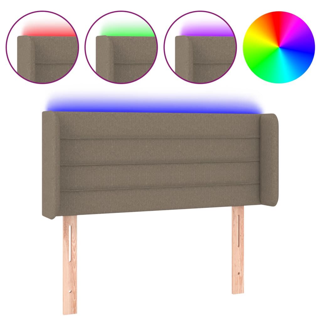 vidaXL Κεφαλάρι Κρεβατιού LED Taupe 83x16x78/88 εκ. Υφασμάτινο