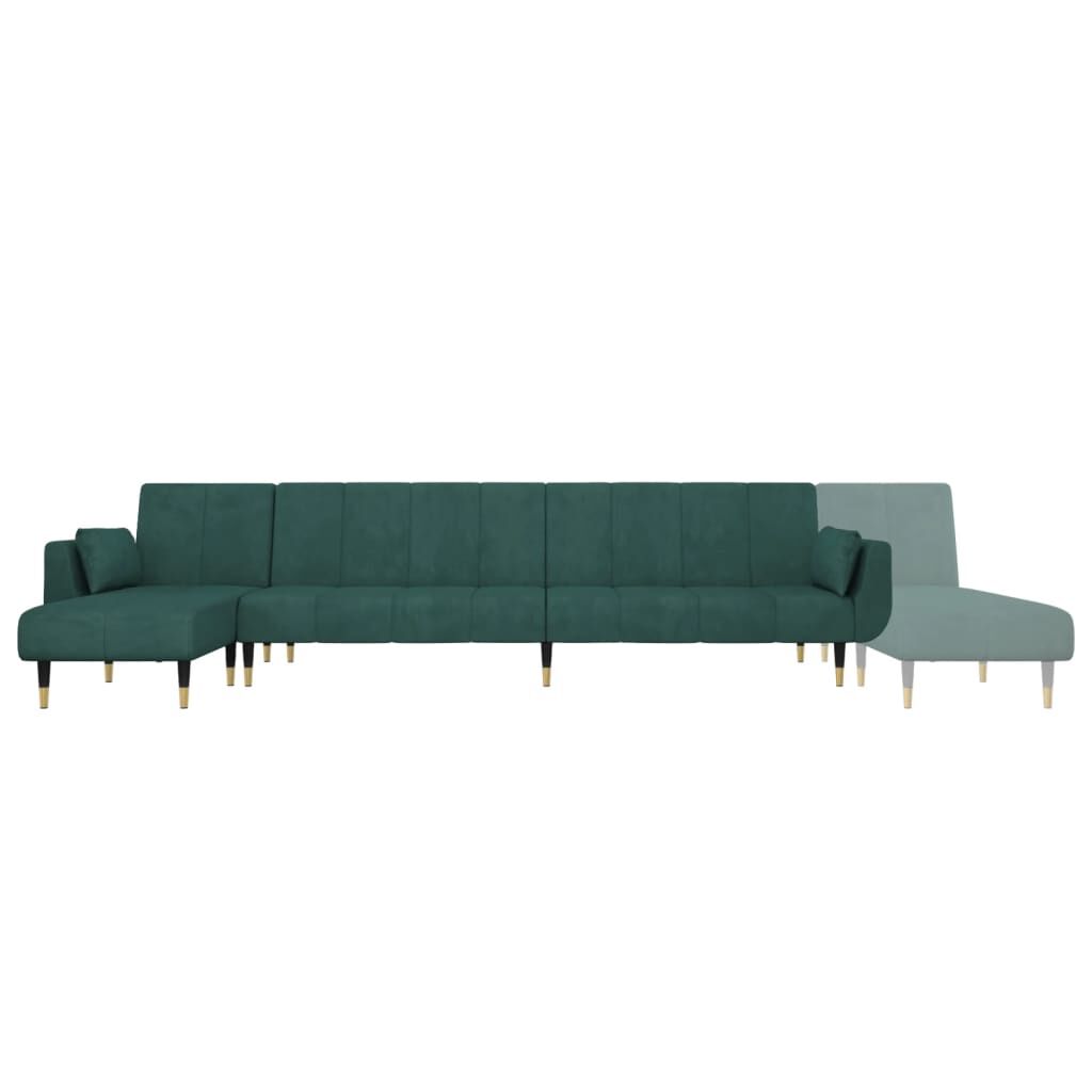 vidaXL Καναπές Κρεβάτι Γωνιακός Σκ. Πράσινο 275x140x70 εκ. Βελούδινος