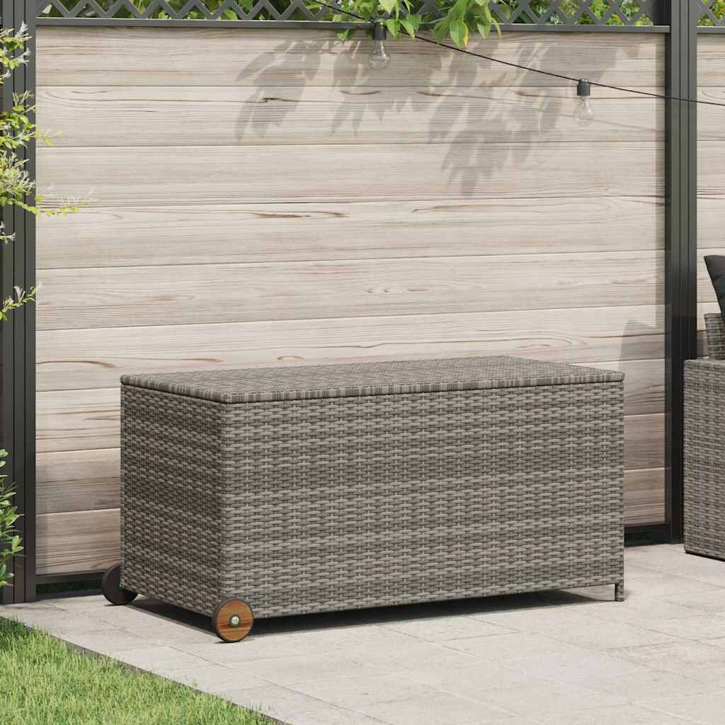 vidaXL Κουτί Αποθήκευσης Κήπου Ανοιχτό Γκρι 120x65x61 εκ. Συνθ. Ρατάν
