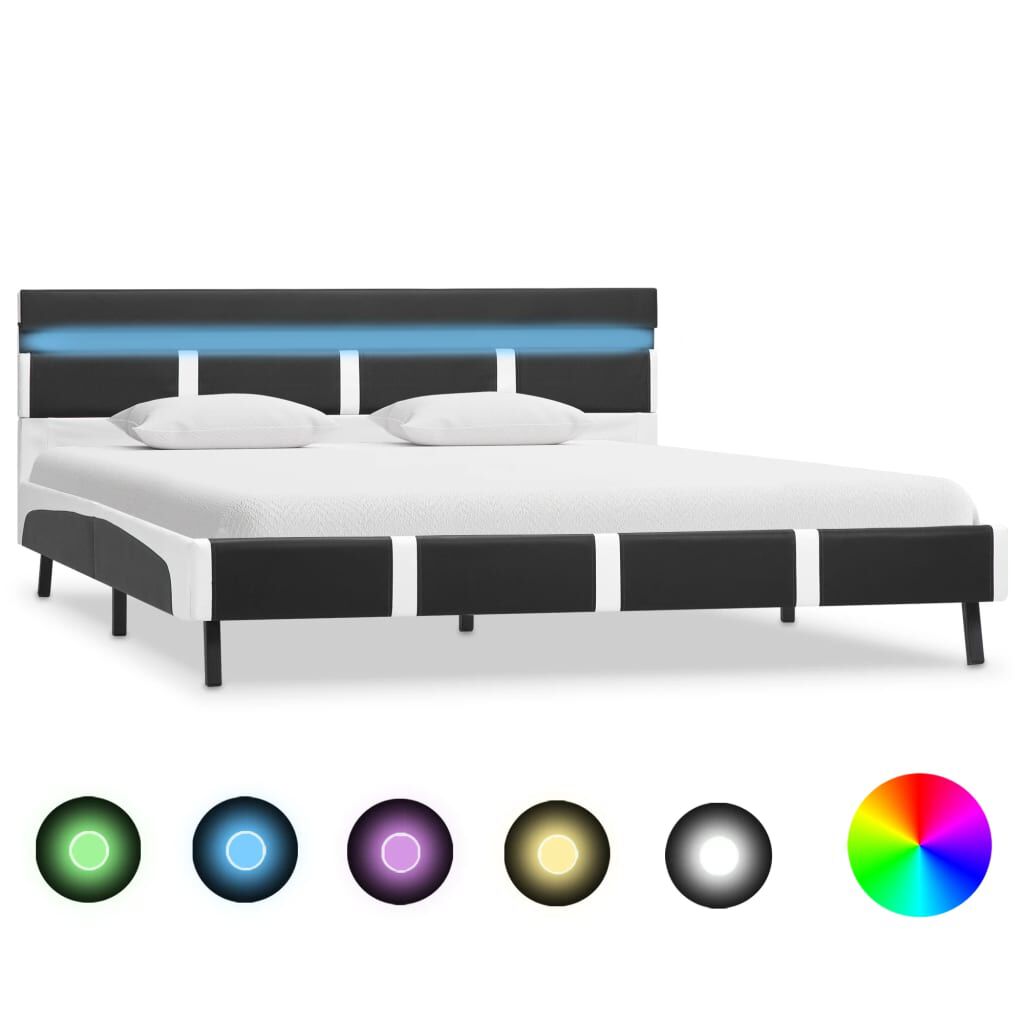 vidaXL Πλαίσιο Κρεβατιού με LED Γκρι 140x200 εκ. από Συνθετικό Δέρμα