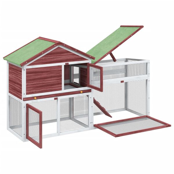 vidaXL Κλουβί Κουνελιών Μόκα 185,5x60,5x109,5 εκ. Μασίφ Ξύλο Πεύκου