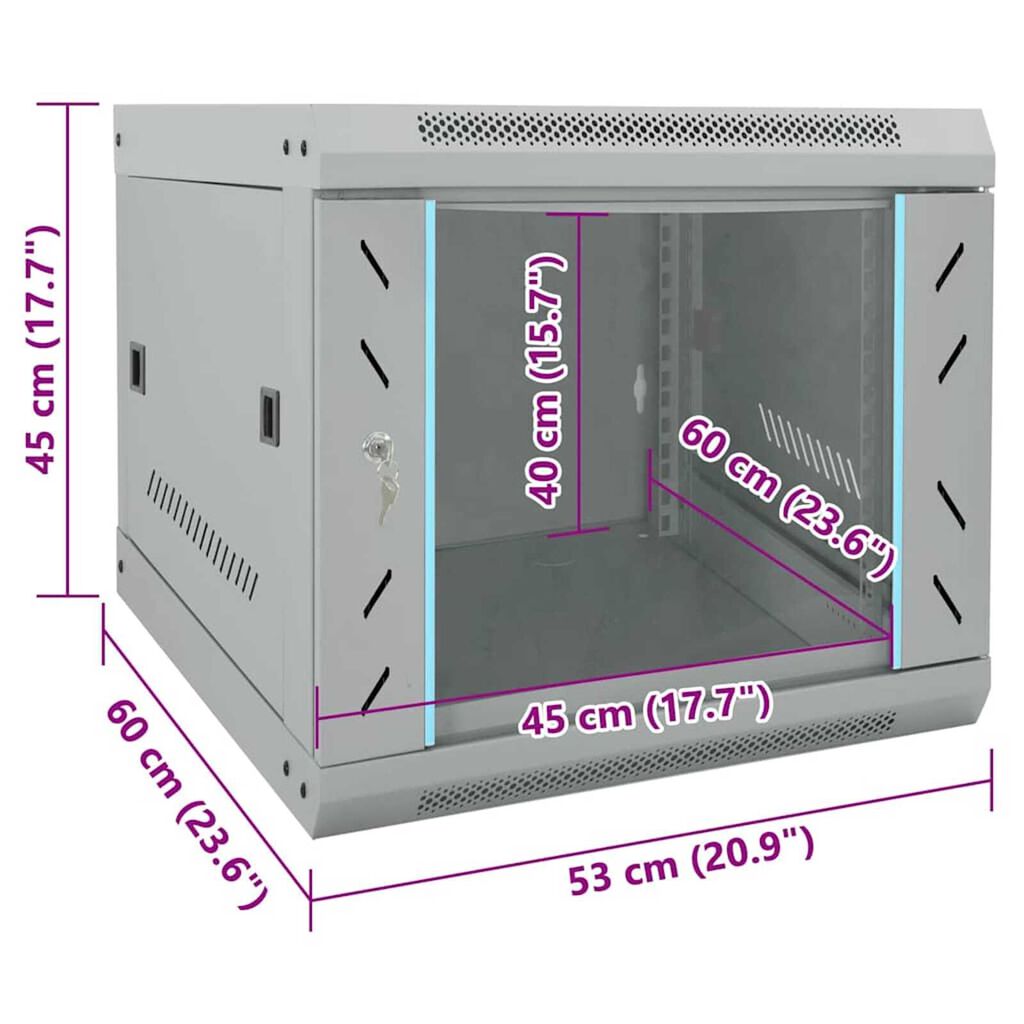 vidaXL Ντουλάπα δικτύου με αποθήκευση Γκρι 53 x 60 x 45 εκ Ατσάλι