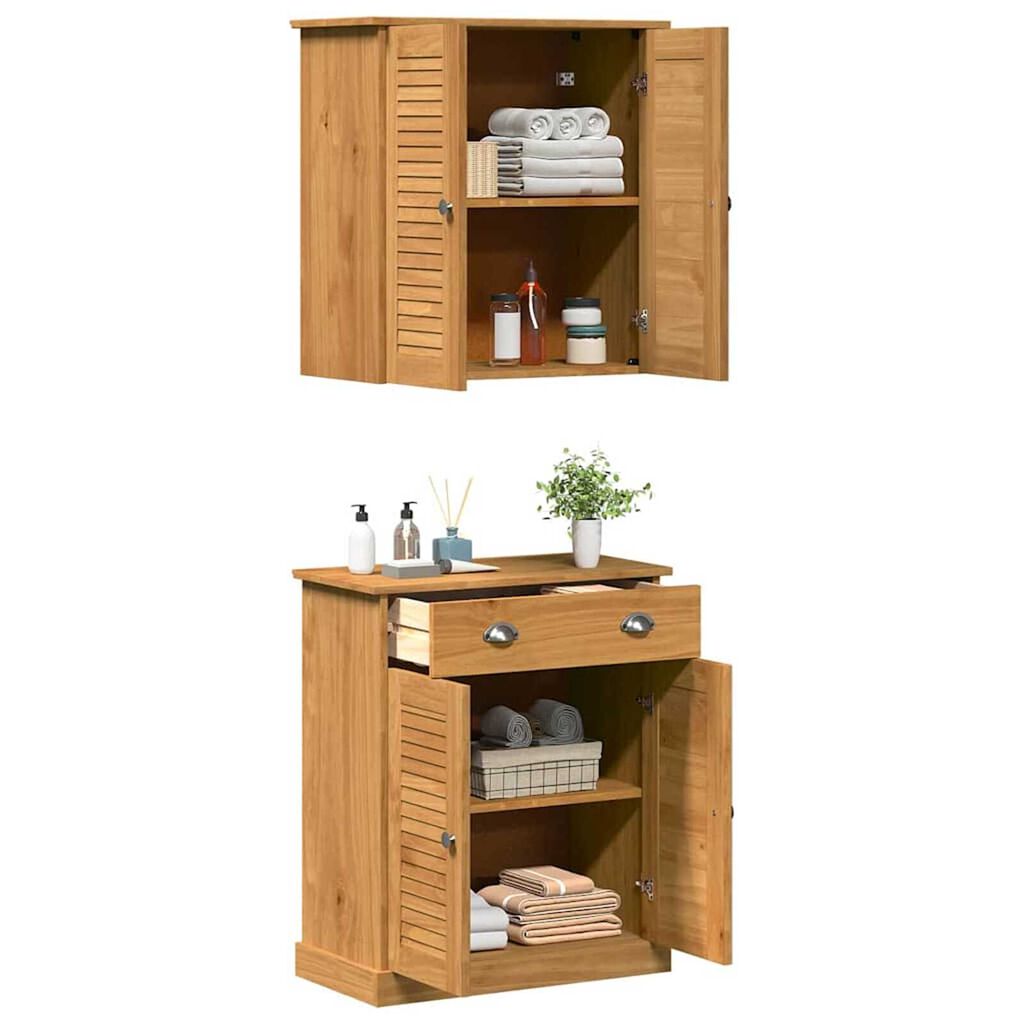 vidaXL Σετ Επίπλων Μπάνιου με συρτάρι 2 pcs Καφέ 67.5 x 34 x 80 εκ.