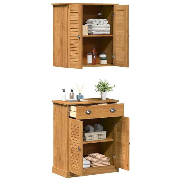 vidaXL Σετ Επίπλων Μπάνιου με συρτάρι 2 pcs Καφέ 67.5 x 34 x 80 εκ.