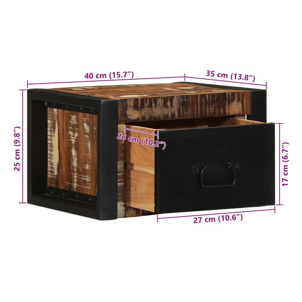vidaXL Κομοδίνο Πολύχρωμο 40x35x25 cm Στερεό ξύλο αναγεννημένο