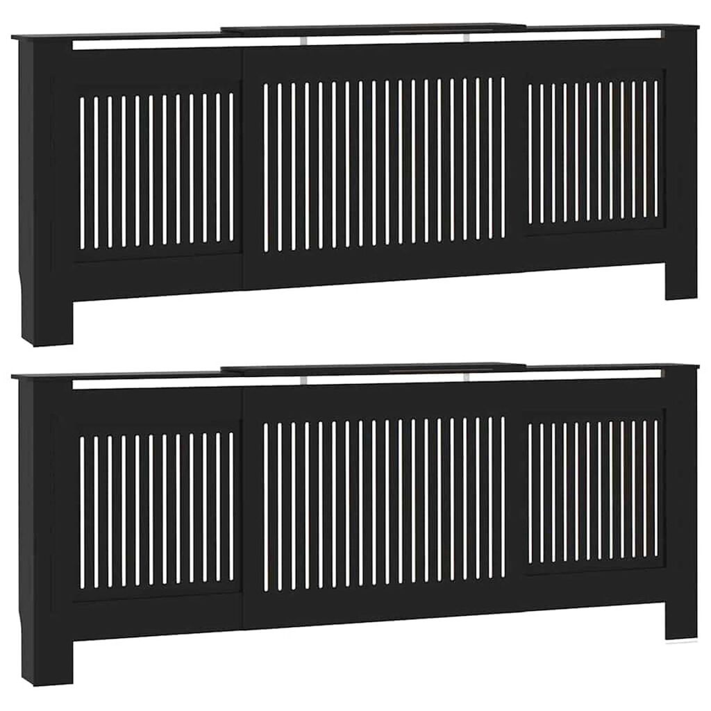 vidaXL Καπάκι Καλοριφέρ 2 pcs Μαύρο (142-205) x 20.5 x 81.5 εκ.