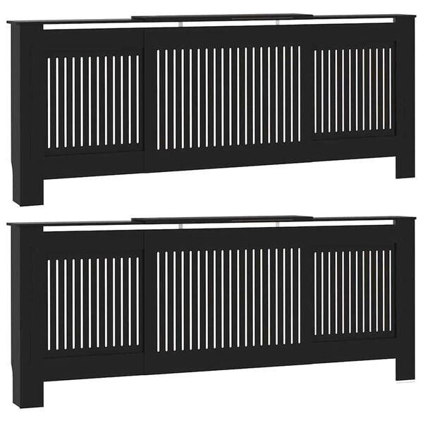 vidaXL Καπάκι Καλοριφέρ 2 pcs Μαύρο (142-205) x 20.5 x 81.5 εκ.