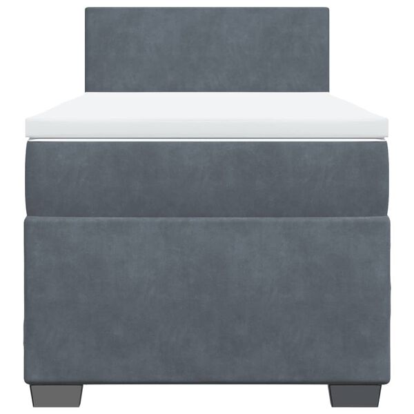 vidaXL Κρεβάτι Boxspring με Στρώμα Σκούρο Γκρι 100x200 εκ. Βελούδινο