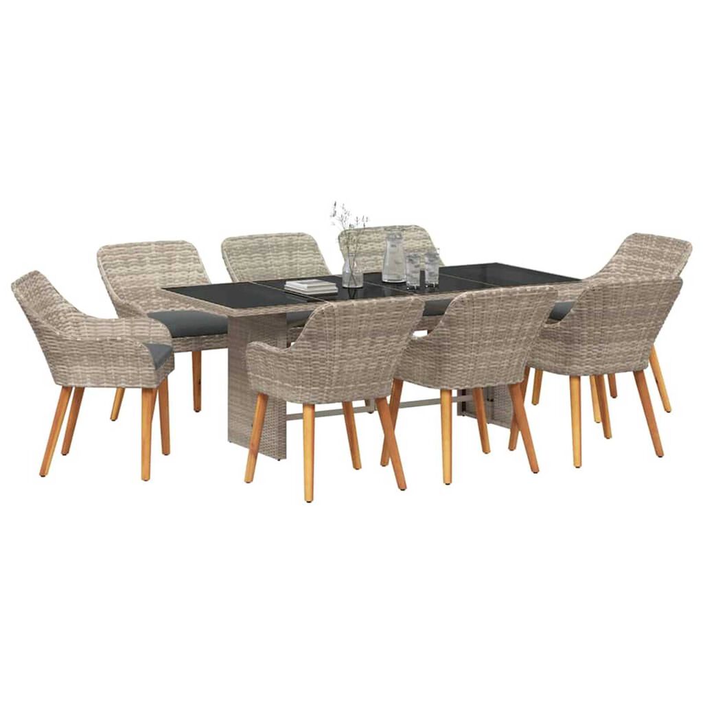 vidaXL Σετ τραπεζαρίας 9 pcs Ανοιχτό γκρι
