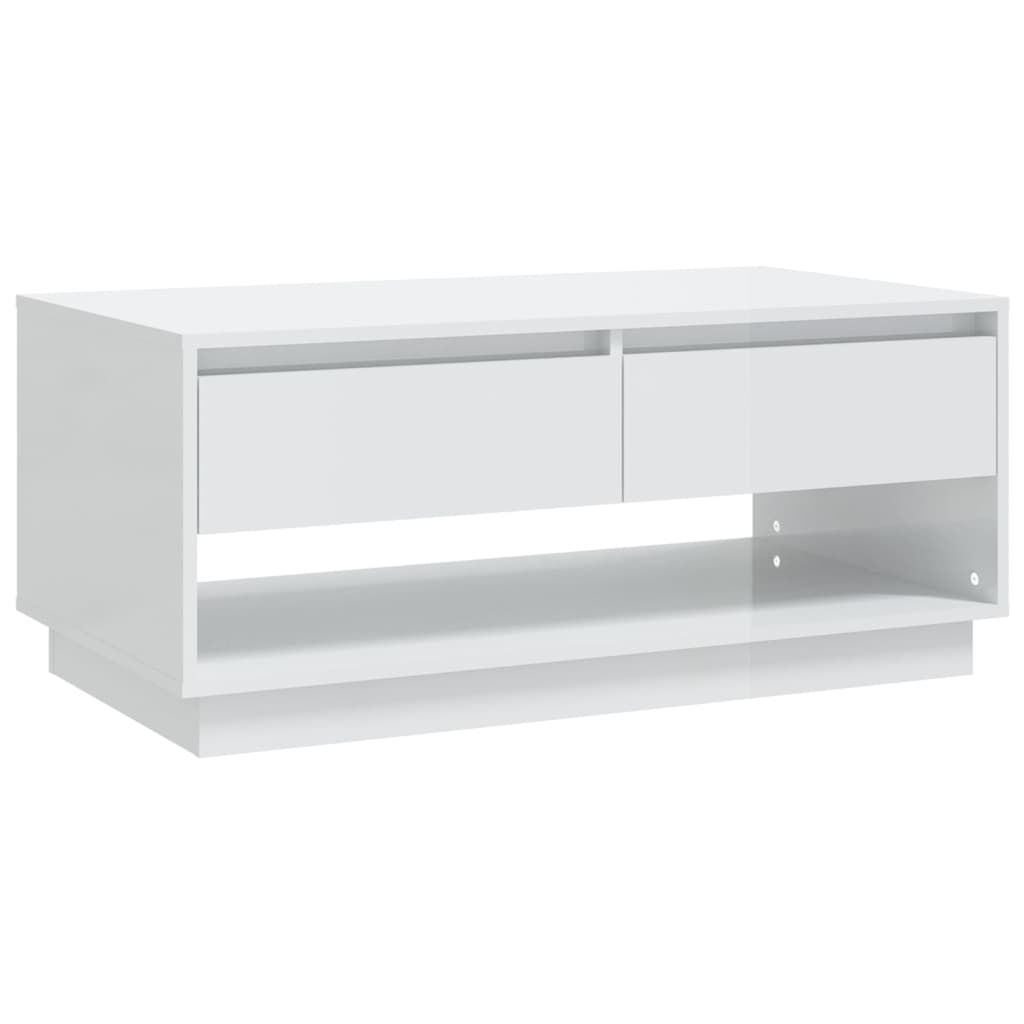 vidaXL Τραπεζάκι Σαλονιού Γυαλ. Λευκό 102,5x55x44 εκ. Επεξεργ. Ξύλο