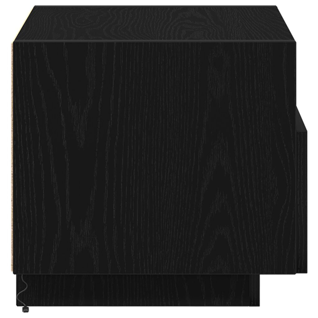 κομοδίνο vidaXL με LED φώτα Μαύρο Δρυς 40x39x37 εκ.