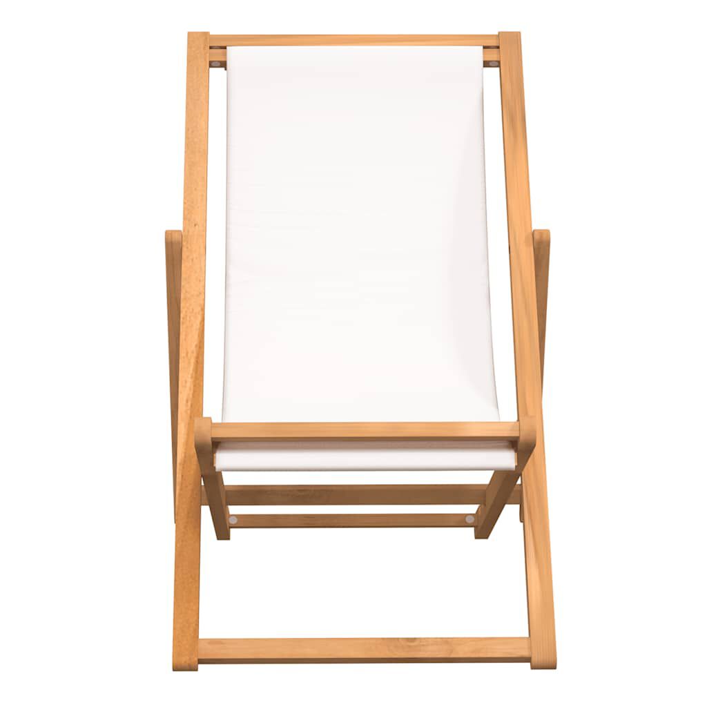 vidaXL Ξαπλώστρα Κρεμ 56 x 105 x 96 εκ. από Ξύλο Teak
