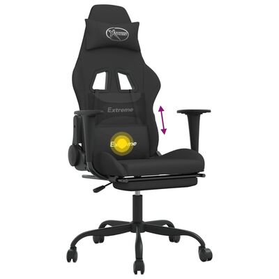 vidaXL Καρέκλα Μασάζ Gaming Μαύρη Ύφασμα με Υποπόδιο