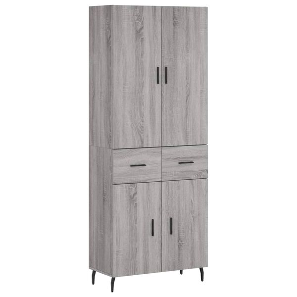 vidaXL Ντουλάπι Γκρι Sonoma 69,5 x 34 x 180 εκ. Επεξεργασμένο Ξύλο