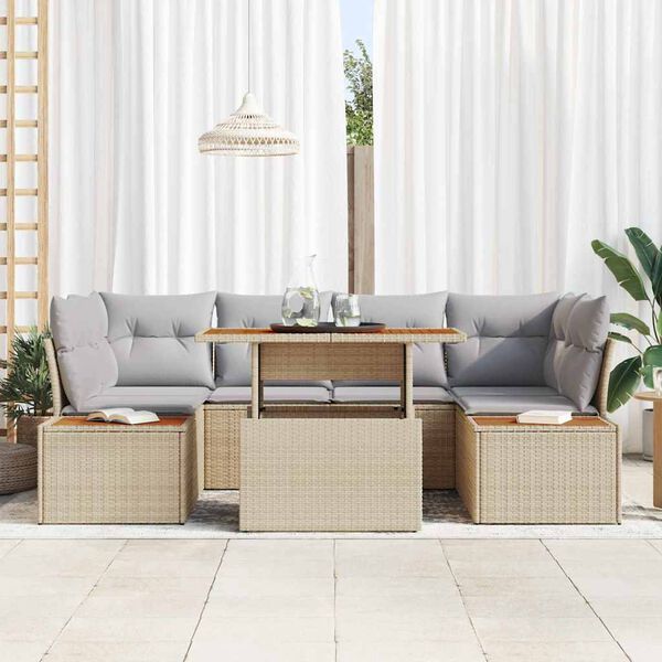 vidaXL &Sigma;&epsilon;&tau; &Kappa;&alpha;&nu;&alpha;&pi;έ &Kappa;ή&pi;&omicron;&upsilon; &mu;&epsilon; &alpha;&pi;&omicron;&theta;ή&kappa;&epsilon;&upsilon;&sigma;&eta; 7 pcs &Mu;&pi;&epsilon;&zeta; &Pi;&omicron;&lambda;&upsilon; &rho;ά&tau;&alpha;&nu;