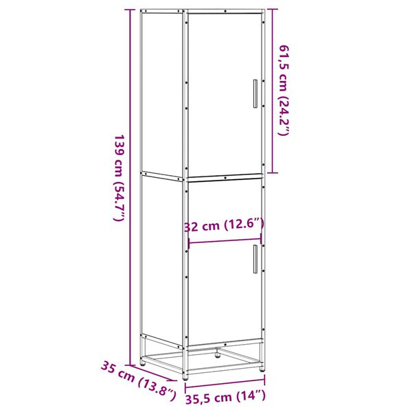 vidaXL Highboard Καπνιστή δρυς Κατασκευασμένο ξύλο και μέταλλο