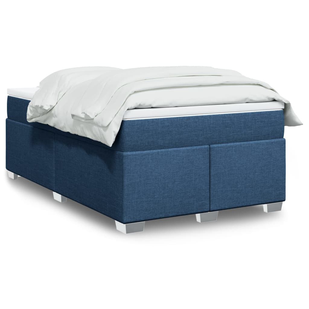 vidaXL Κρεβάτι Boxspring με Στρώμα Μπλε 120x190 εκ. Υφασμάτινο