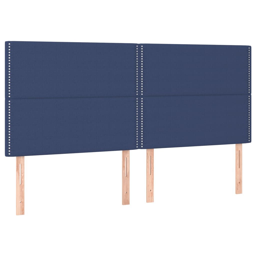 vidaXL Κρεβάτι Boxspring με Στρώμα Μπλε 200x200 εκ. Υφασμάτινο
