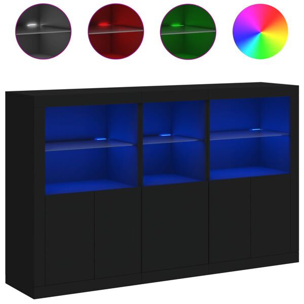 vidaXL Μπουφές με Φώτα LED Μαύρος 162 x 37 x 100 εκ.