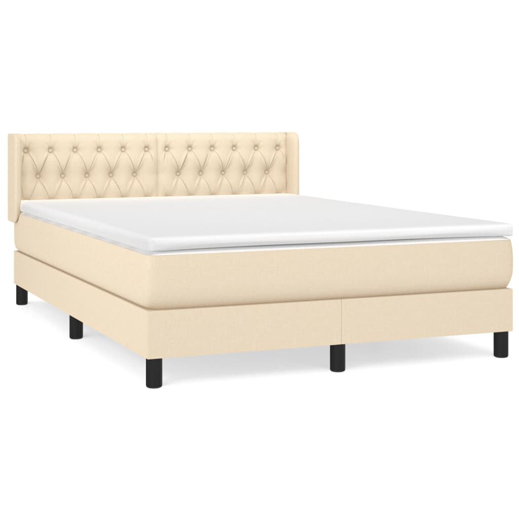 vidaXL Κρεβάτι Boxspring με Στρώμα Κρεμ 140x190 εκ. Υφασμάτινο