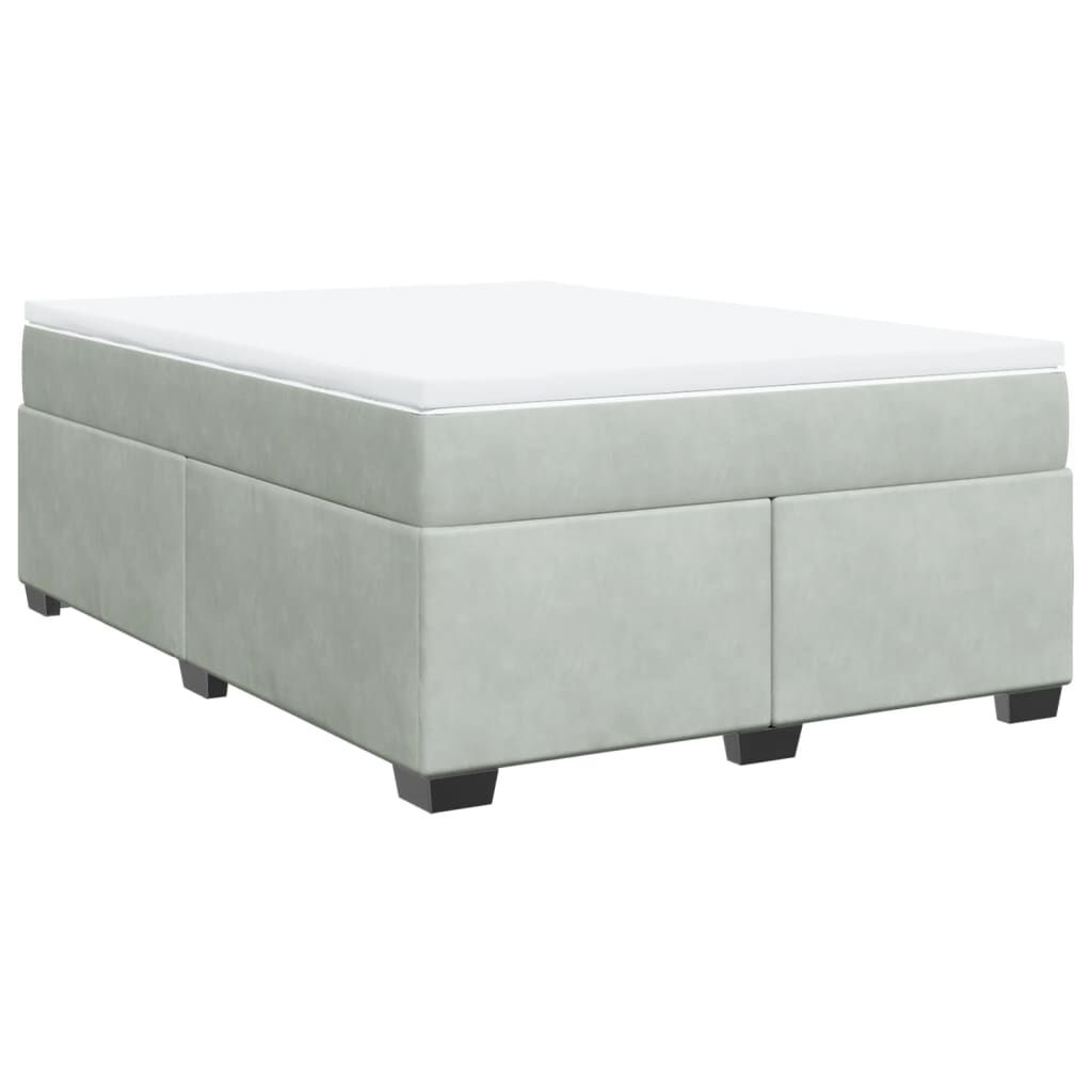 vidaXL Κρεβάτι Boxspring με Στρώμα Ανοιχτό Γκρι 140x200 εκ. Βελούδινο