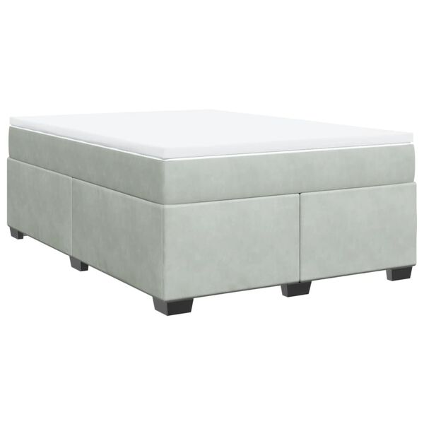 vidaXL Κρεβάτι Boxspring με Στρώμα Ανοιχτό Γκρι 140x200 εκ. Βελούδινο