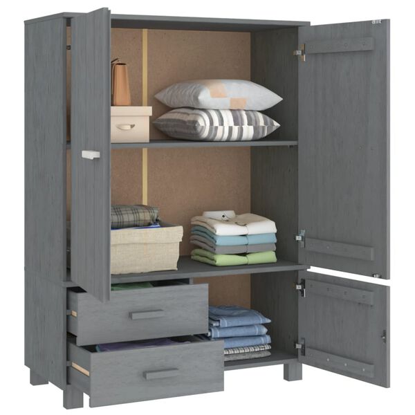 vidaXL Ντουλάπα HAMAR Σκ. Γκρι 99 x 45 x 137 εκ. Μασίφ Ξύλο Πεύκου