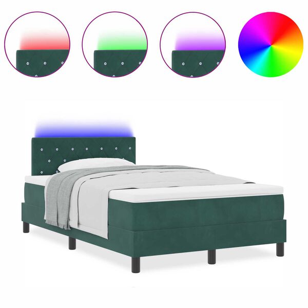 vidaXL Κρεβάτι με ελατήρια Σκούρο πράσινο 120 x 190 cm Βελούδο
