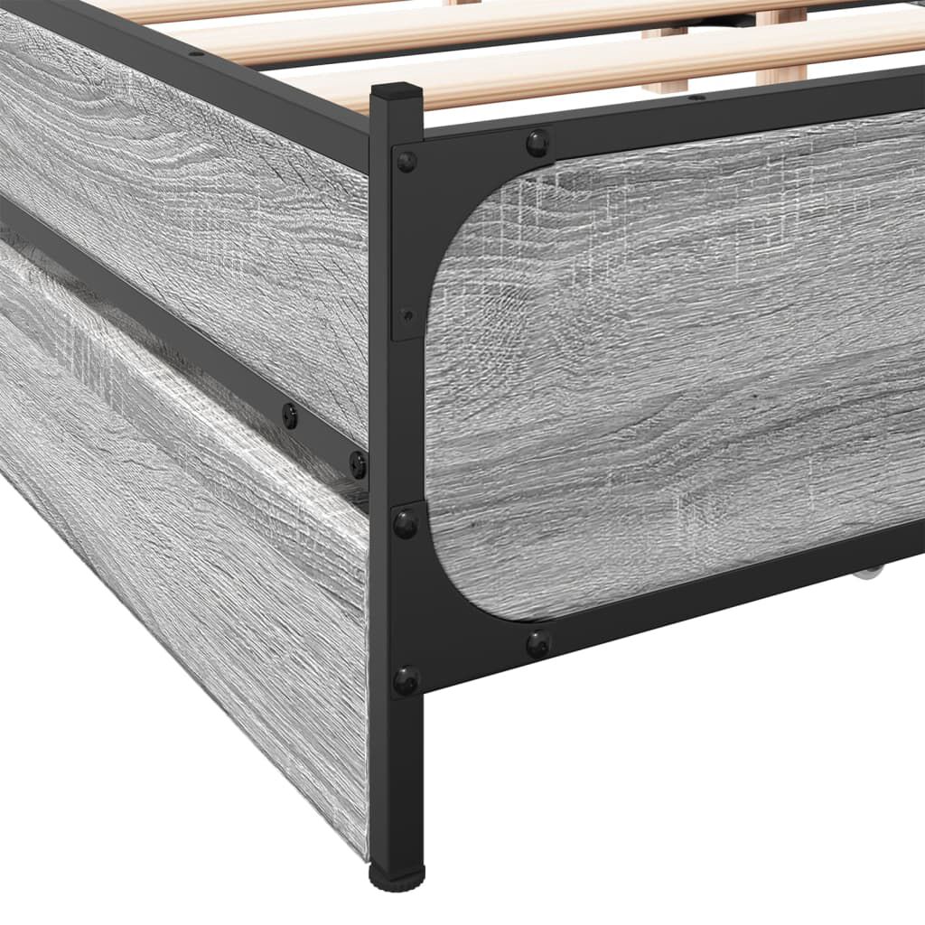 vidaXL Πλαίσιο Κρεβατιού με συρτάρια Γκρι sonoma 140x200εκ. Επεξ. Ξύλο