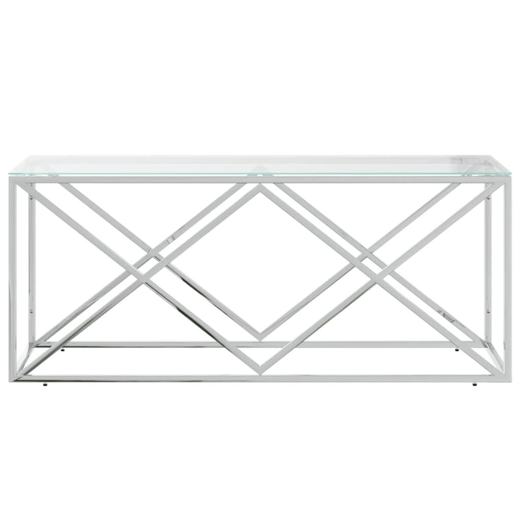 vidaXL Τραπέζι Σαλονιού 110x45x45 εκ. από Ανοξ. Ατσάλι και Γυαλί
