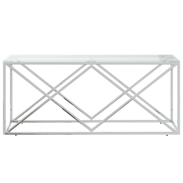 vidaXL Τραπέζι Σαλονιού 110x45x45 εκ. από Ανοξ. Ατσάλι και Γυαλί