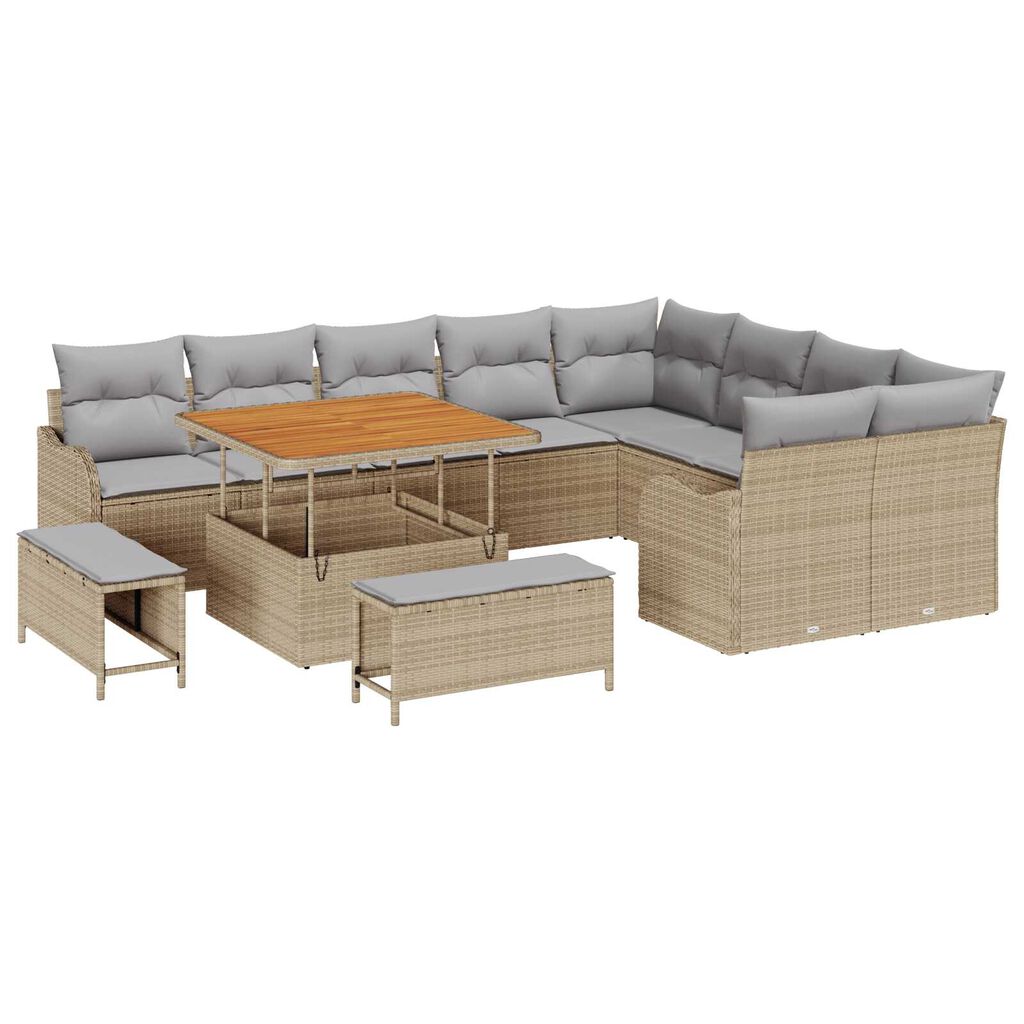 vidaXL Σετ Καναπέ Κήπου 12 pcs Μπεζ συνθετικό ρατάν