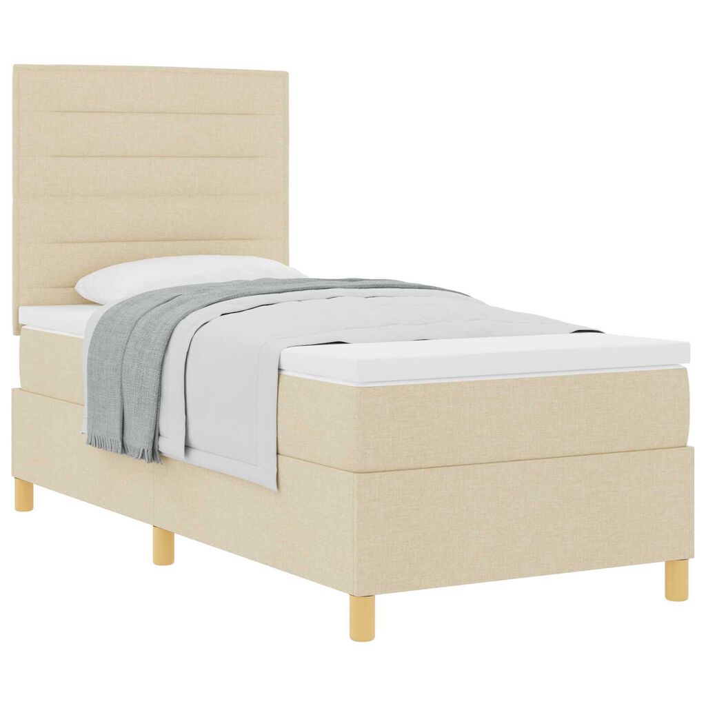 vidaXL Κρεβάτι Κιβωτού με Στρώμα Κρεμ 90x200 cm Ύφασμα