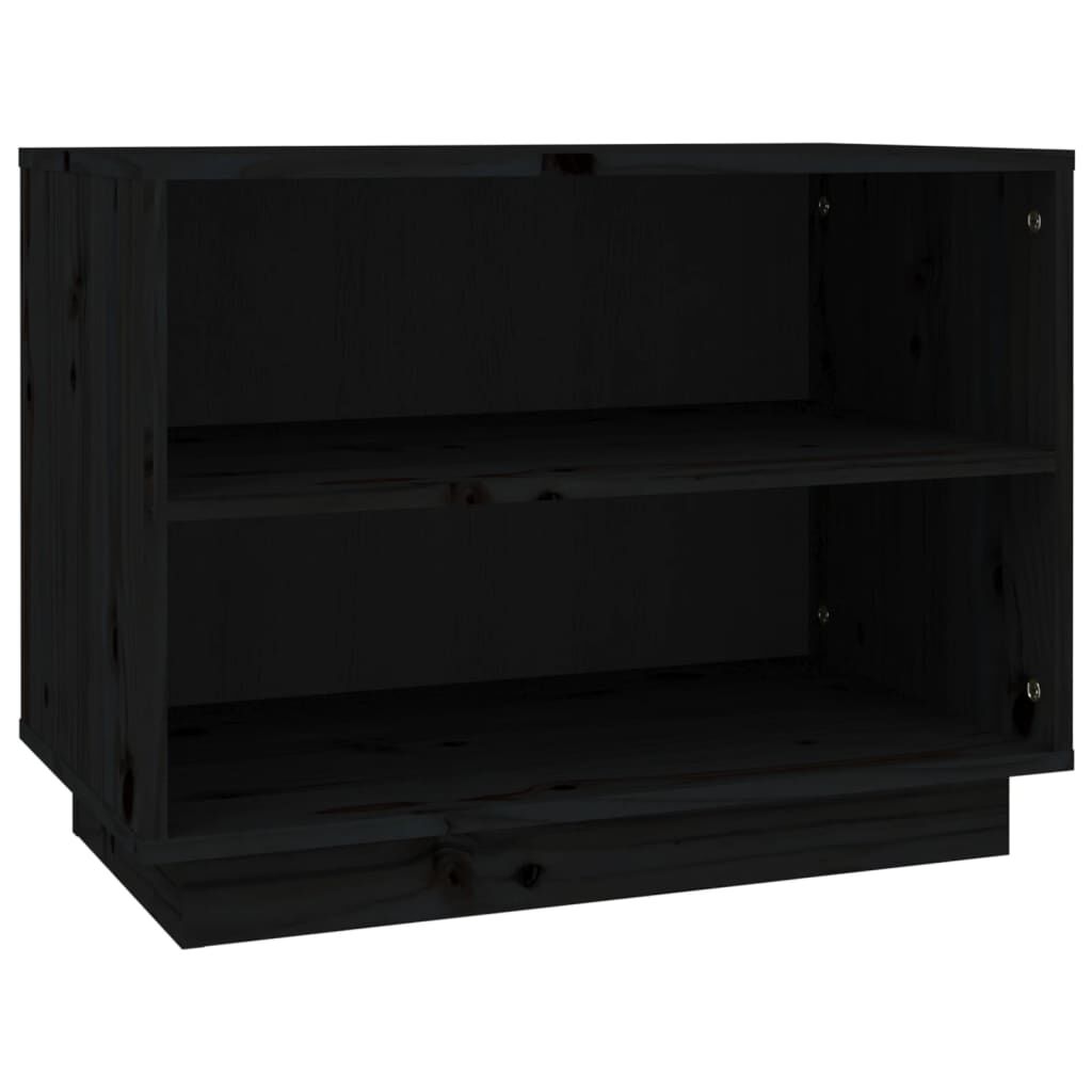 vidaXL Παπουτσοθήκη Μαύρη 60 x 34 x 45 εκ. από Μασίφ Ξύλο Πεύκου