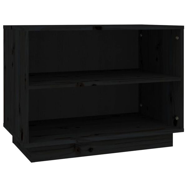 vidaXL Παπουτσοθήκη Μαύρη 60 x 34 x 45 εκ. από Μασίφ Ξύλο Πεύκου