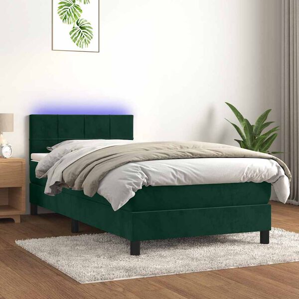 vidaXL &Kappa;&rho;&epsilon;&beta;ά&tau;&iota; Boxspring &mu;&epsilon; &Sigma;&tau;&rho;ώ&mu;&alpha; & LED &Sigma;&kappa;. &Pi;&rho;ά&sigma;&iota;&nu;&omicron; 90x200 &epsilon;&kappa; &Beta;&epsilon;&lambda;&omicron;ύ&delta;&omicron;