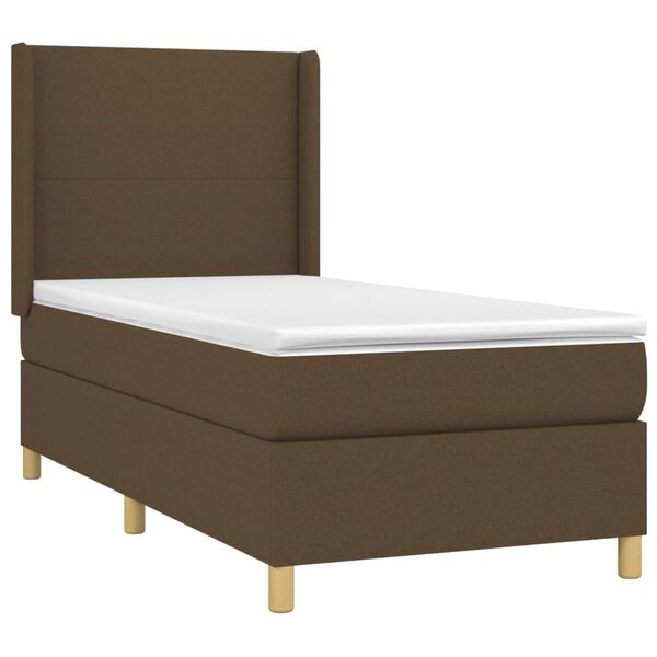 vidaXL Κρεβάτι Boxspring με Στρώμα Σκούρο Καφέ 100x200 εκ. Υφασμάτινο