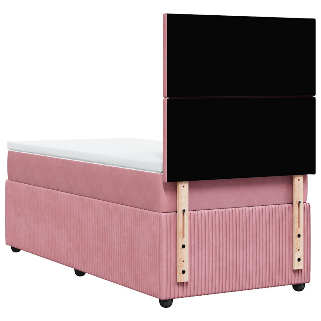 vidaXL Κρεβάτι Boxspring με Στρώμα Ροζ 100x200 εκ. Βελούδινο