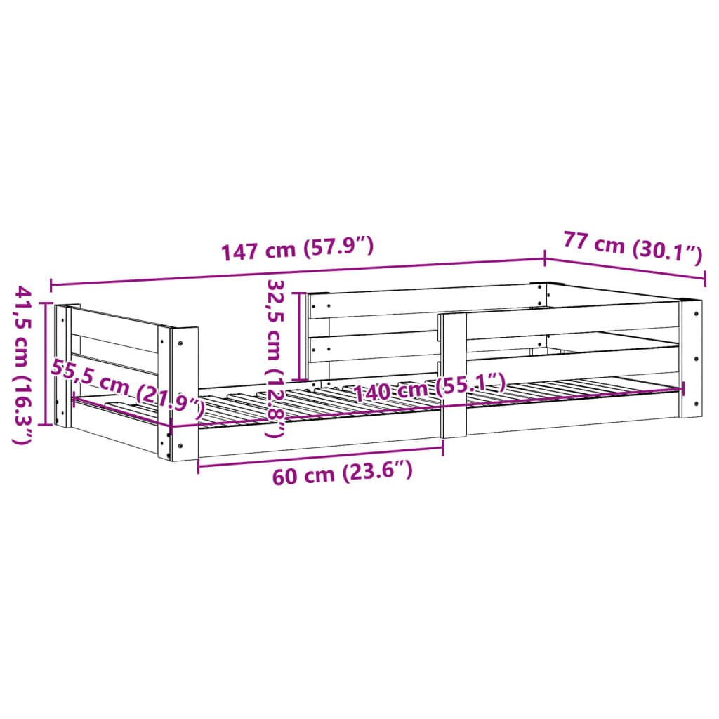 vidaXL Σκελετός Κρεβ. Χωρίς Στρώμα Καφέ Κεριού 70x140 εκ Μασίφ Πεύκο